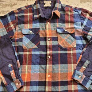 2311 Free Assembly Navy Plaid LS‎ Button Down Flannel Men's 2XL